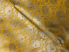 Bright Yellow Floral Brocade Fabric