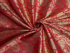 Red Floral Brocade Fabric