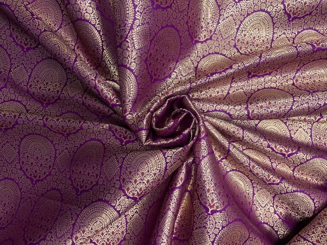 Purple Geometric Brocade Fabric