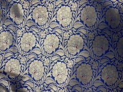 Navy Blue Floral Brocade Fabric