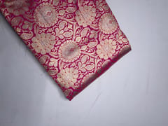 Magenta & Gold Floral Semi Brocade Fabric