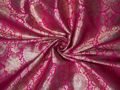 Magenta & Gold Floral Semi Brocade Fabric