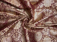 Wine & Gold Floral Semi Brocade Fabric