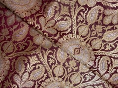 Wine & Gold Floral Semi Brocade Fabric