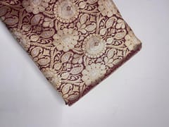 Wine & Gold Floral Semi Brocade Fabric