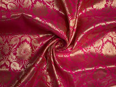 Magenta Floral Semi Brocade Fabric