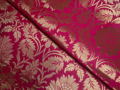 Magenta Floral Semi Brocade Fabric