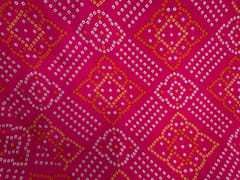 Magenta Geometric Habutai Silk Fabric