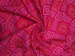 Magenta Geometric Habutai Silk Fabric