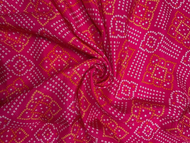 Magenta Geometric Habutai Silk Fabric