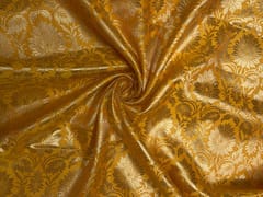 Bright Yellow Floral Semi Brocade Fabric