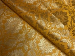 Bright Yellow Floral Semi Brocade Fabric
