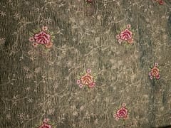 Rama Green Floral Crush Tissue Embroidery Fabric