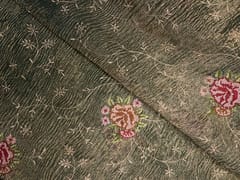Rama Green Floral Crush Tissue Embroidery Fabric