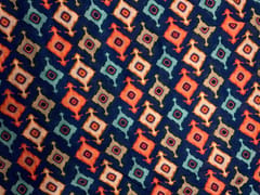 Navy Blue Geometric Pure Chanderi Fabric