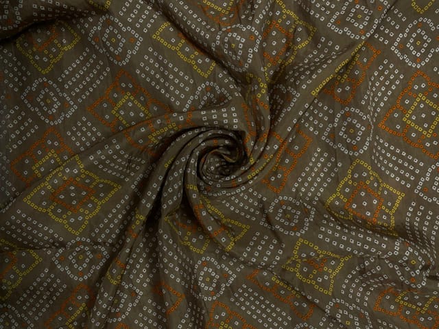 Light brown Geometric Habutai Silk Fabric