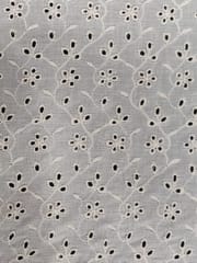 Natural Colour Dyeable Panta Floral Pattern Schiffli Embroidered Fabric