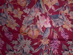 Reddish -Pink Floral Floral Linen Satin Fabric