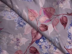Light Grey Floral Linen Satin Fabric