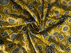 Mustard Geometric Modal Satin Fabric