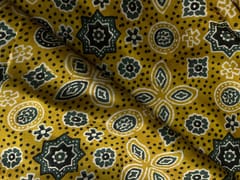 Mustard Geometric Modal Satin Fabric
