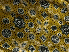 Mustard Geometric Modal Satin Fabric