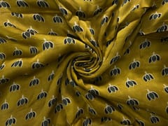 Mustard Lotus Modal Satin Fabric