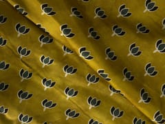 Mustard Lotus Modal Satin Fabric