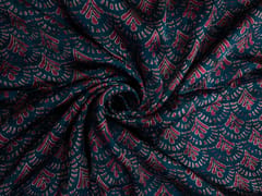 Dark Rama Green Geometric Modal Satin Fabric
