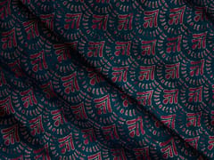 Dark Rama Green Geometric Modal Satin Fabric