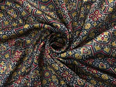 Grey Geometric Modal Satin Fabric