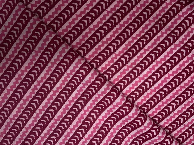 Pink Red Stripes Cotton Cambric Fabric