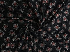 Black Floral Cotton Cambric Fabric
