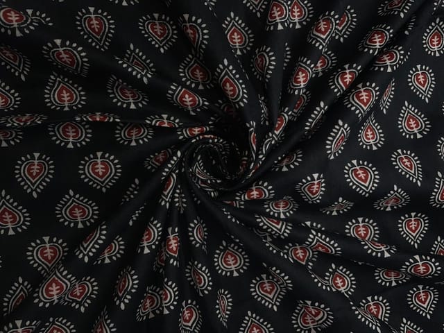 Black Floral Cotton Cambric Fabric