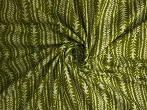 Green Stripes Cotton Cambric Fabric