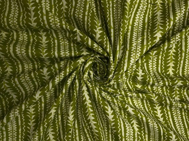 Green Stripes Cotton Cambric Fabric