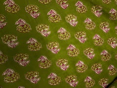 Green Floral Cotton Cambric Fabric
