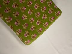 Green Floral Cotton Cambric Fabric