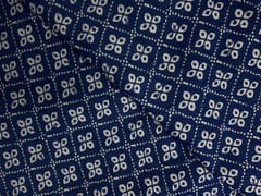 Blue White Geometric Cotton Cambric Fabric