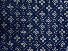 Blue White Geometric Cotton Cambric Fabric