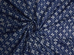 Blue White Geometric Cotton Cambric Fabric