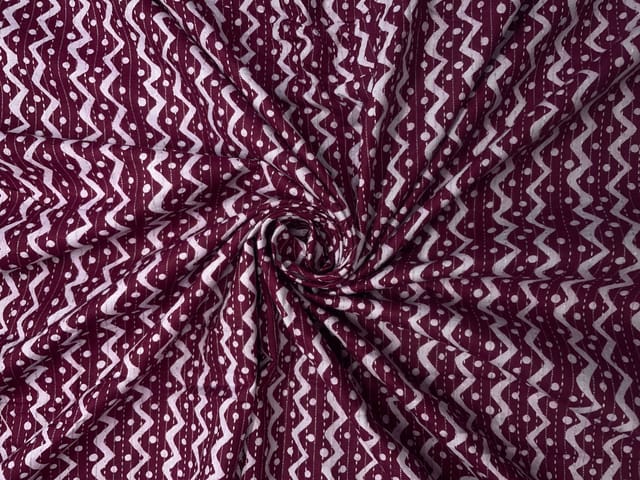 Purple Stripes Cotton Cambric Kantha Fabric