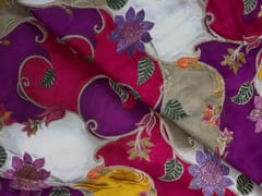 Multicolor Floral Satin Embroiderd Fabric