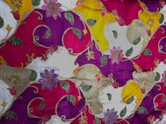 Multicolor Floral Satin Embroiderd Fabric