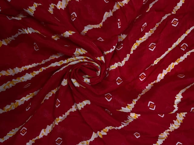 Red & White Stripes Chinon Chiffon Fabric