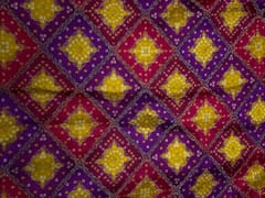 Purple Geometric Satin Embroiderd Fabric