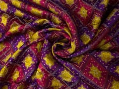 Purple Geometric Satin Embroiderd Fabric