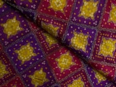 Purple Geometric Satin Embroiderd Fabric