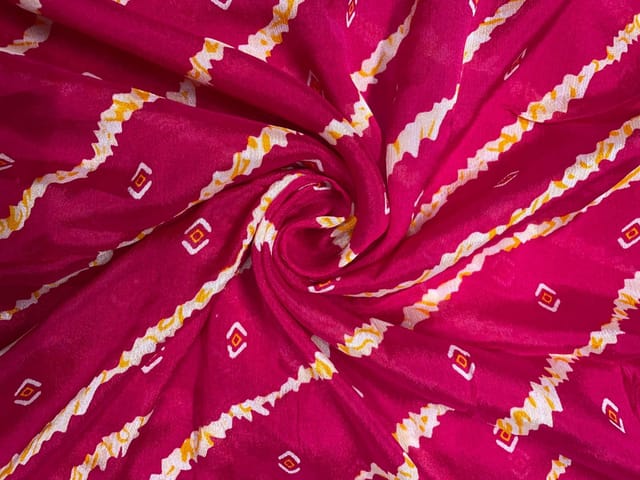 Magenta & White Stripes Chinon Chiffon Fabric