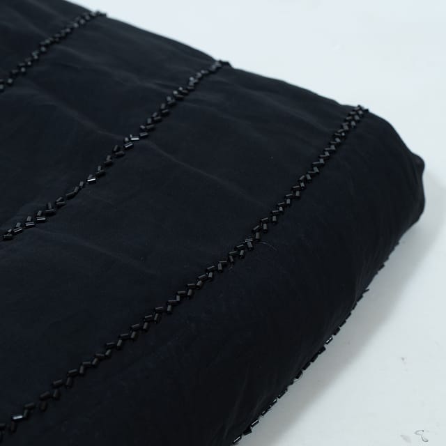 Black Color Georgette Embroidered Fabric